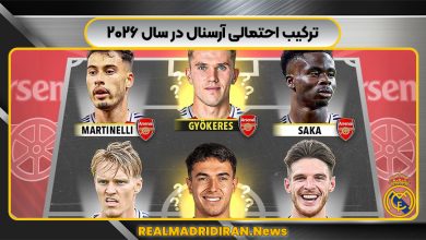ترکیب احتمالی آرسنال در سال ۲۰۲۶